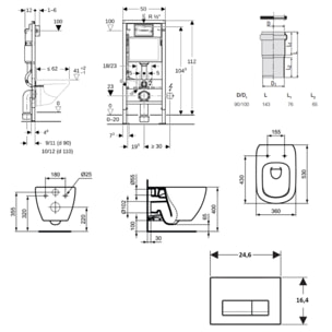 Duofix pack WC bâti-support + WC suspendu sans bride Ideal Standard avec abattant SoftClose + plaque (GEBTEBMA02-FR)