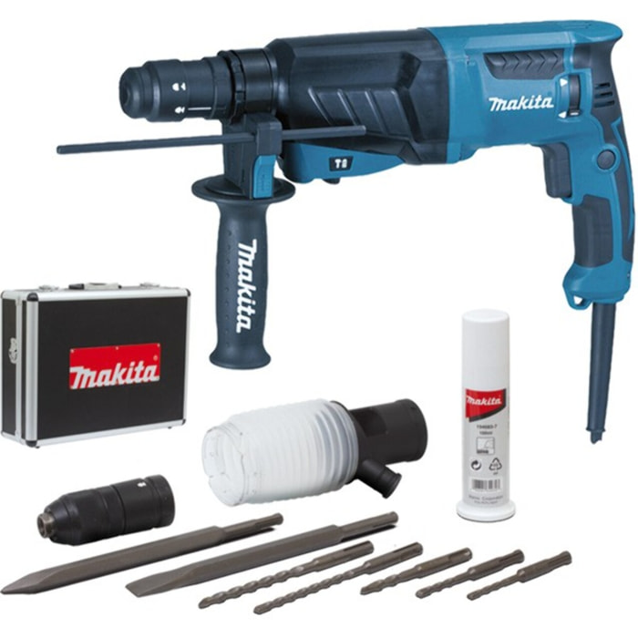 Perfo-burineur SDS-Plus - 800W 26 mm - MAKITA - avec coffret alu + kit d'accessoires - HR2630TX4