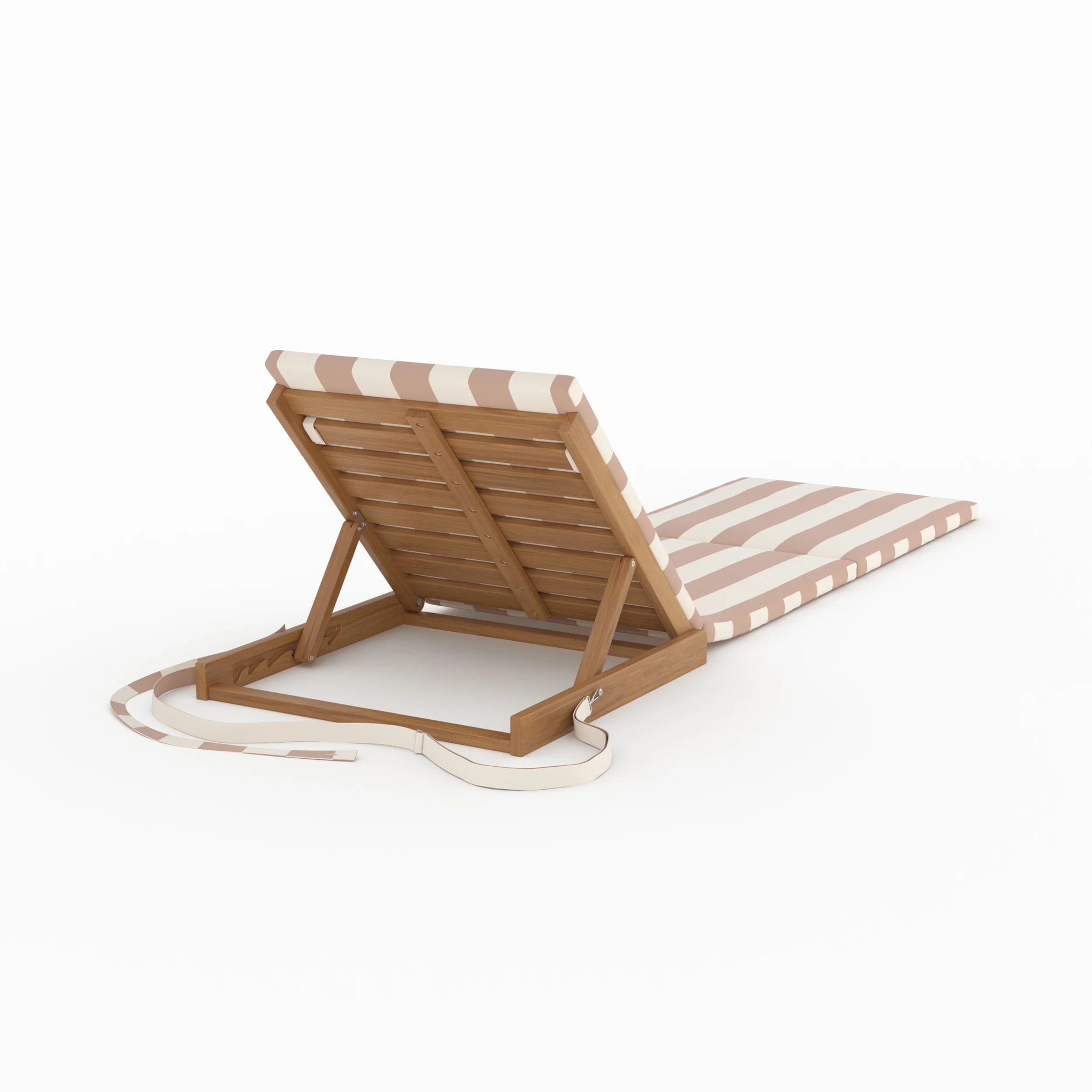 Chaise longue de plage pliable en tissu rayé écru et taupe - Balabac