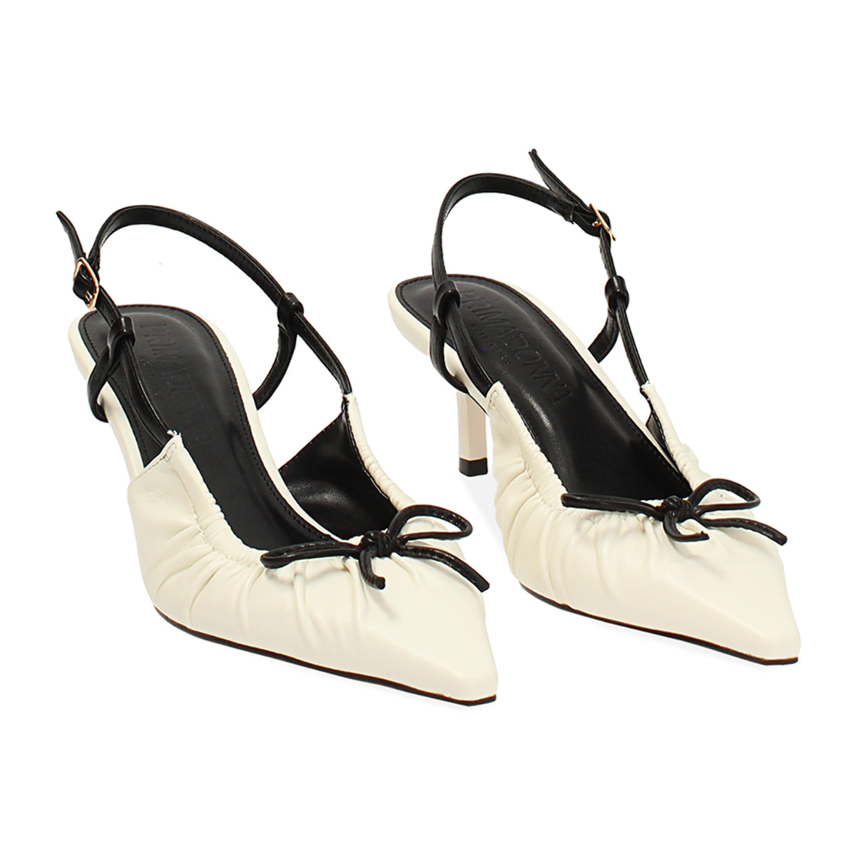 Décolleté slingback donna panna con fiocchetto