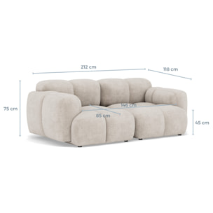 Grace - canapé modulable 2 places en velours texturé - Gris Anthracite