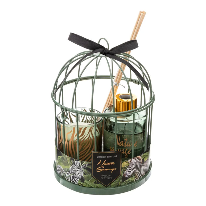 Coffret cadeau cage "Jungle" - vanille exotique - orchidée sauvage