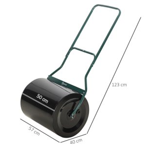 Rouleau à gazon jardin en acier avec poignée 57x40x123cm lestage max. 60L noir vert