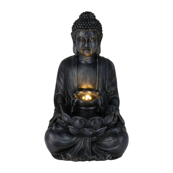 Well home fuente buda en color negro con luces led para espacio exterior 28,5x24,5x48cm