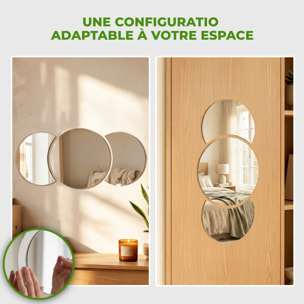 3 stickers miroirs rond et demi-lune