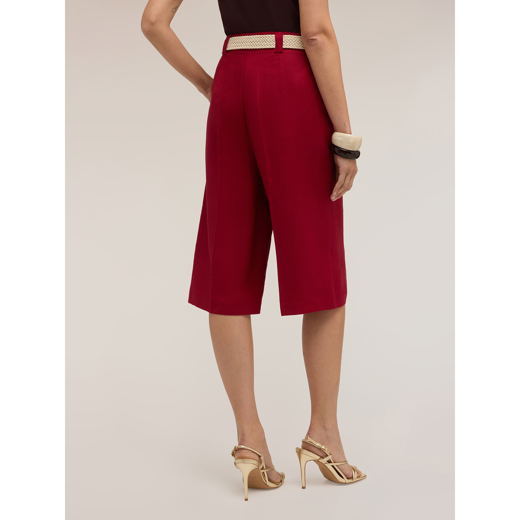 Motivi - Bermudas mezcla lino lyocell - Burgundy