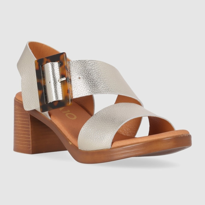 Sandalias de Piel - Oro - Tacón: 6 cm