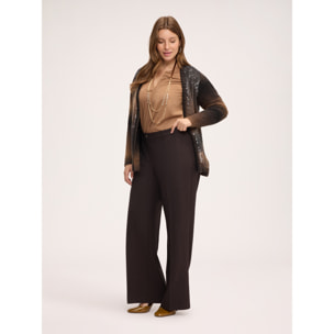 Fiorella Rubino - Pantaloni Wide Leg piega stirata - Marrone