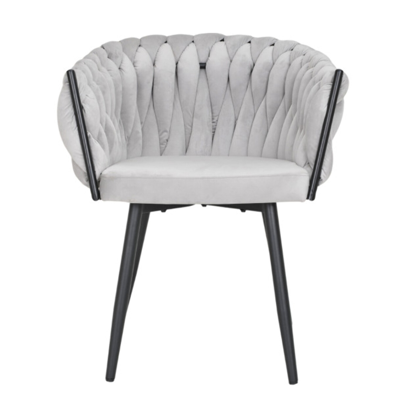 Chaise en velours tressé avec accoudoirs et pieds en métal - MELODIE 2