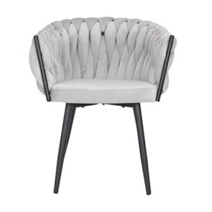 Chaise en velours tressé avec accoudoirs et pieds en métal - MELODIE 2
