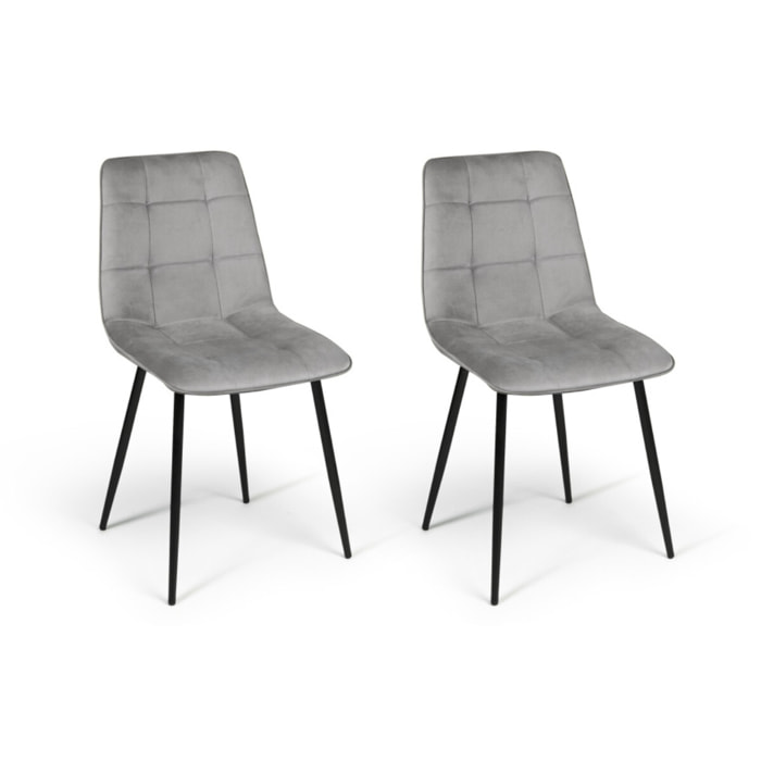 Chaises Linda en velours et pieds métal noirs