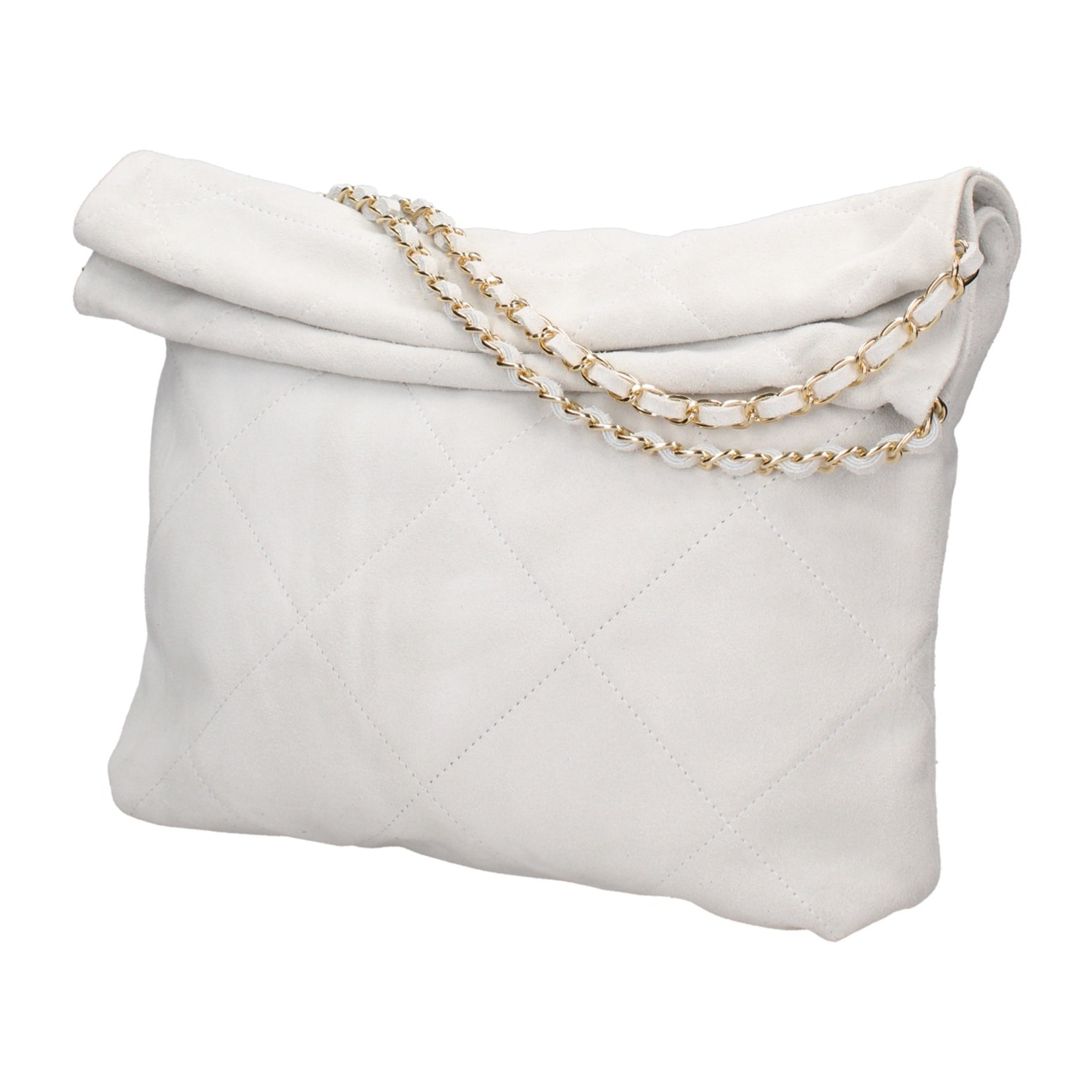 Borsa a spalla da donna Made in Italy - Modello Celeste Elite - Pelle scamosciata - 32.0 x 34.0 x 6.0 cm