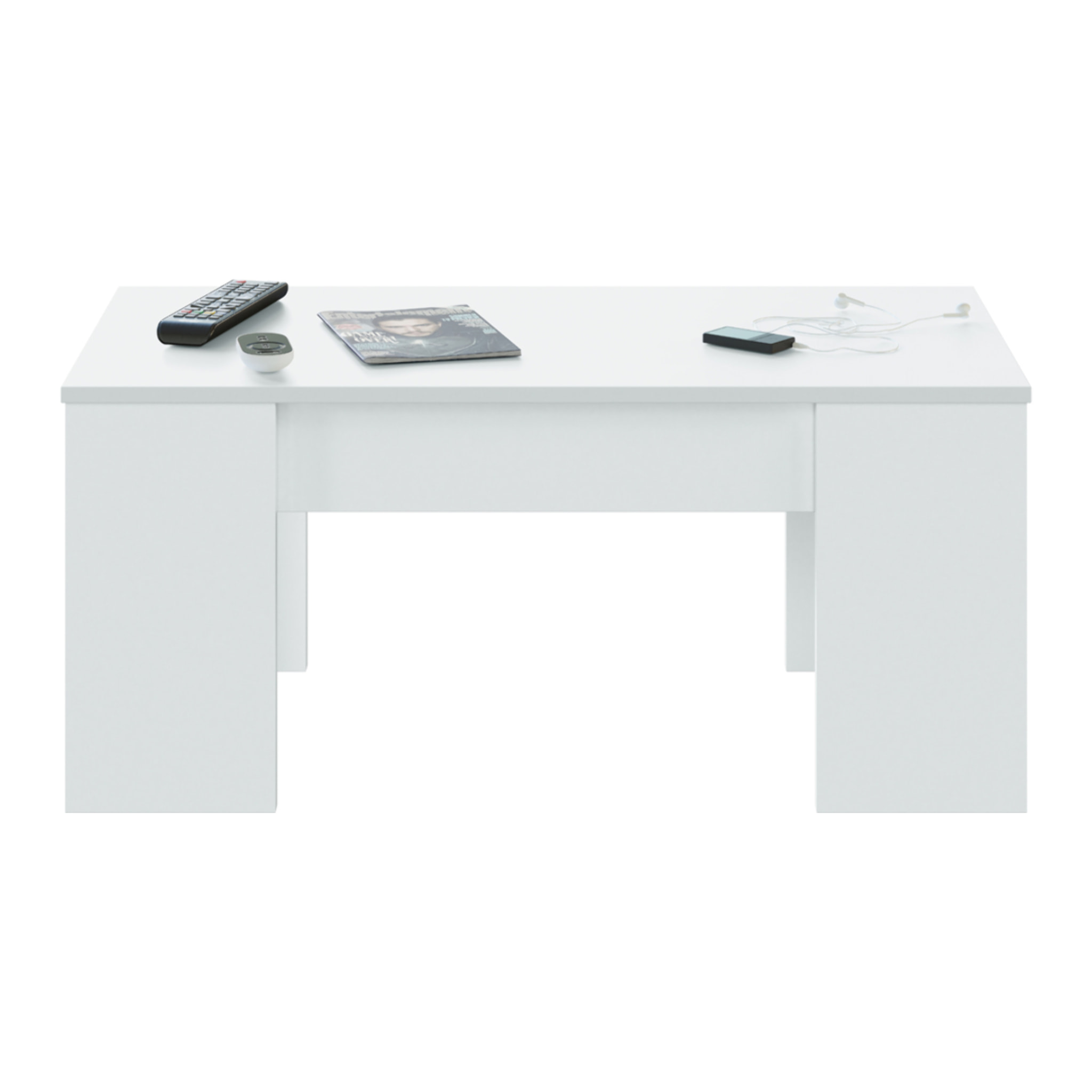 Mesa De Centro Elevable Flow 45x100x50 Cm Blanco Artik