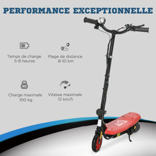 Trottinette électrique 120 W pliable pour enfant 7-14 ans 12 Km/h max. autonomie 10 Km max. rouge