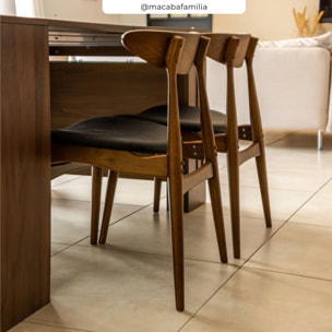 Lot de 2 chaises en cuir synthétique noir et bois d'hévéa - Josette