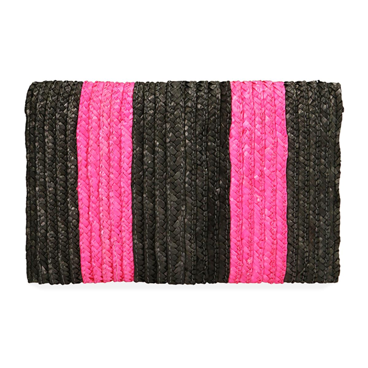 Pochette nero/fucsia in paglia