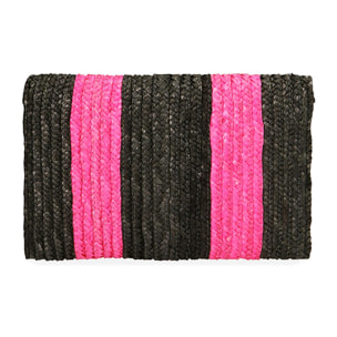 Pochette nero/fucsia in paglia