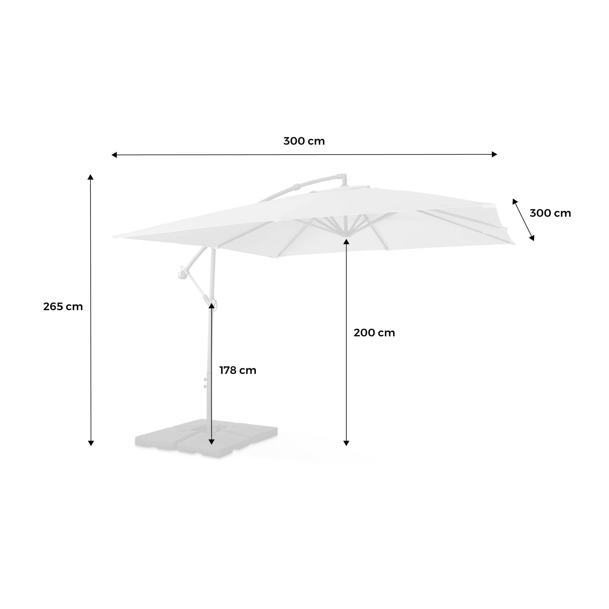 Parasol déporté carré 3x3m - Hardelot 3x3m - Beige - Manivelle anti-retour | Toile déperlante | Facile à utiliser