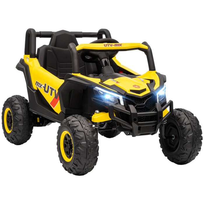 Buggy électrique enfant UTV 12V 7Km/h max. télécommande port USB nombreux effets jaune noir