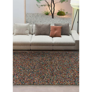 YEBEL Alfombra shaggy abstracta multicolor, varias medidas disponibles.