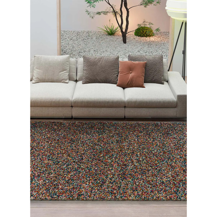 YEBEL Alfombra shaggy abstracta multicolor, varias medidas disponibles.