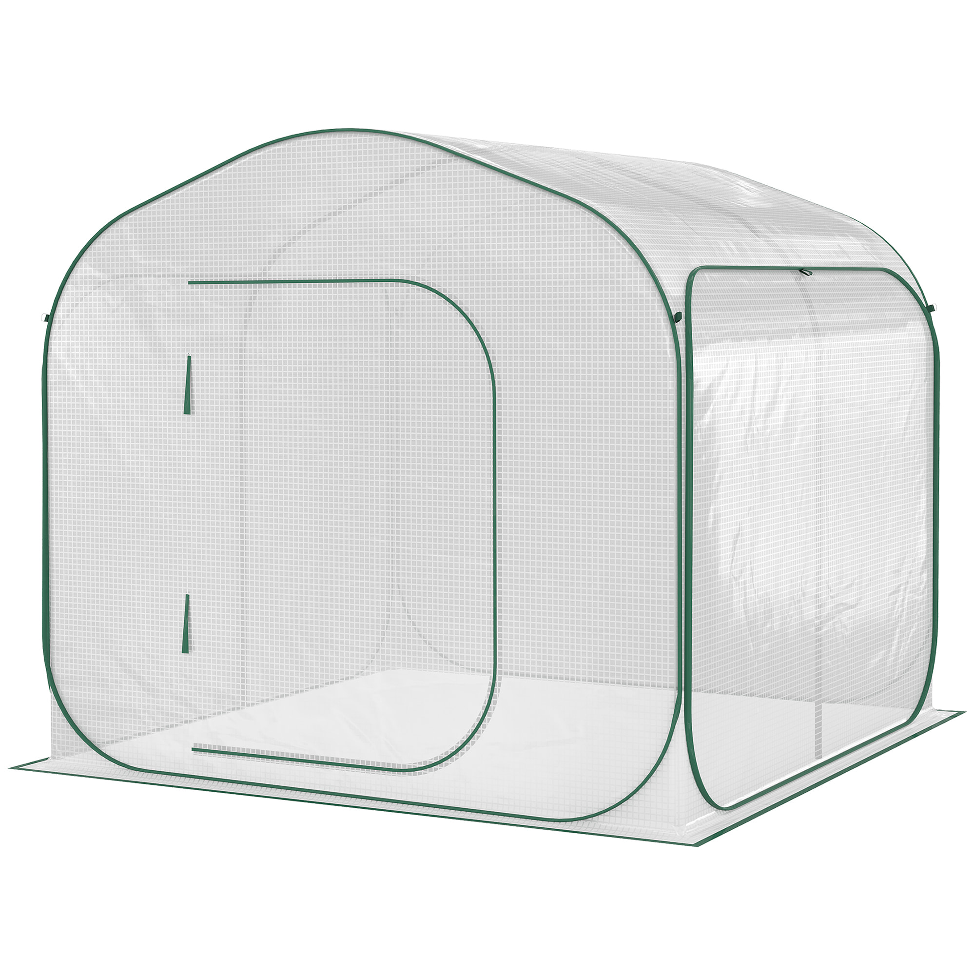 Serre de jardin pop-up porte zippée enroulable sac transport PE blanc vert