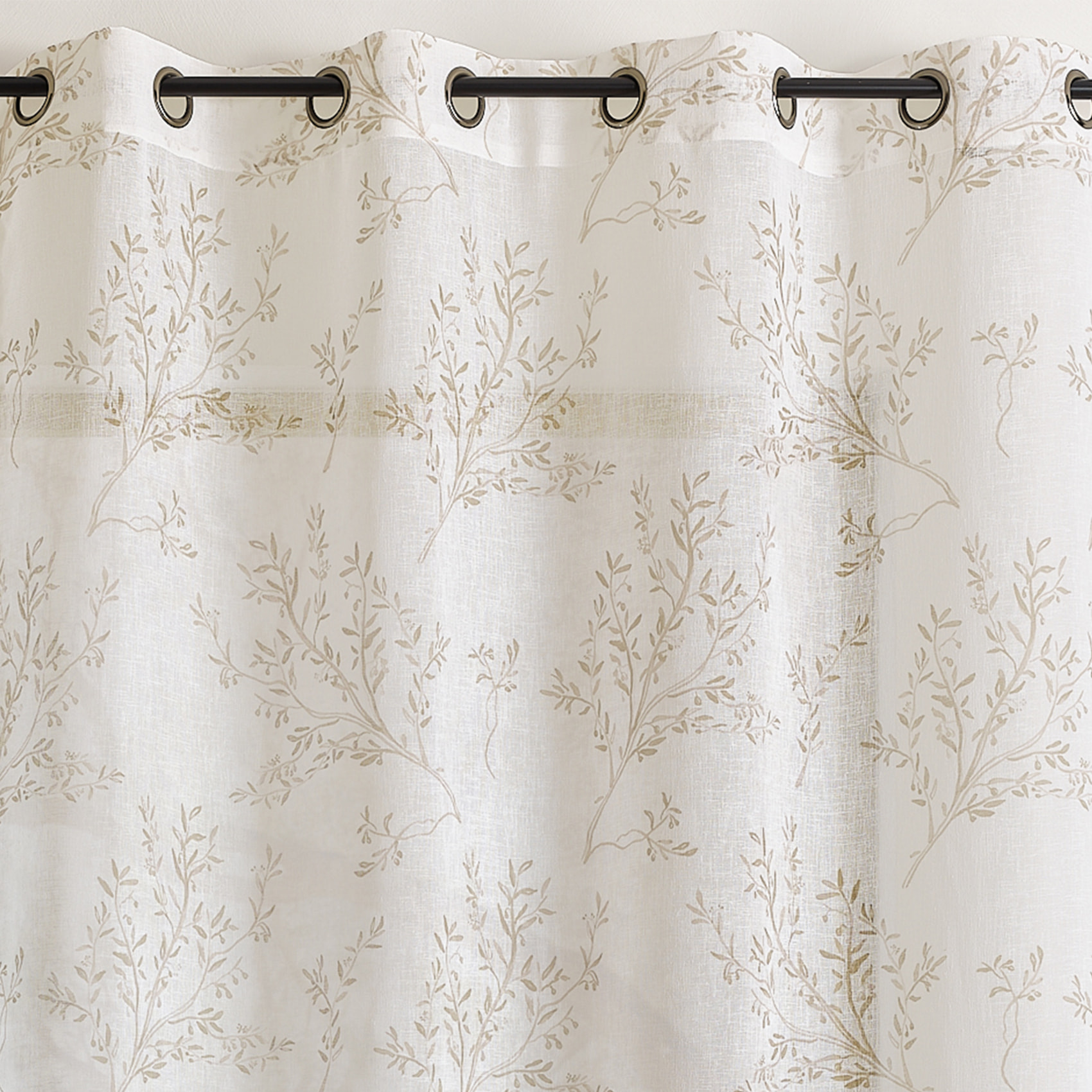 Voilage impression feuillage poétique - Beige