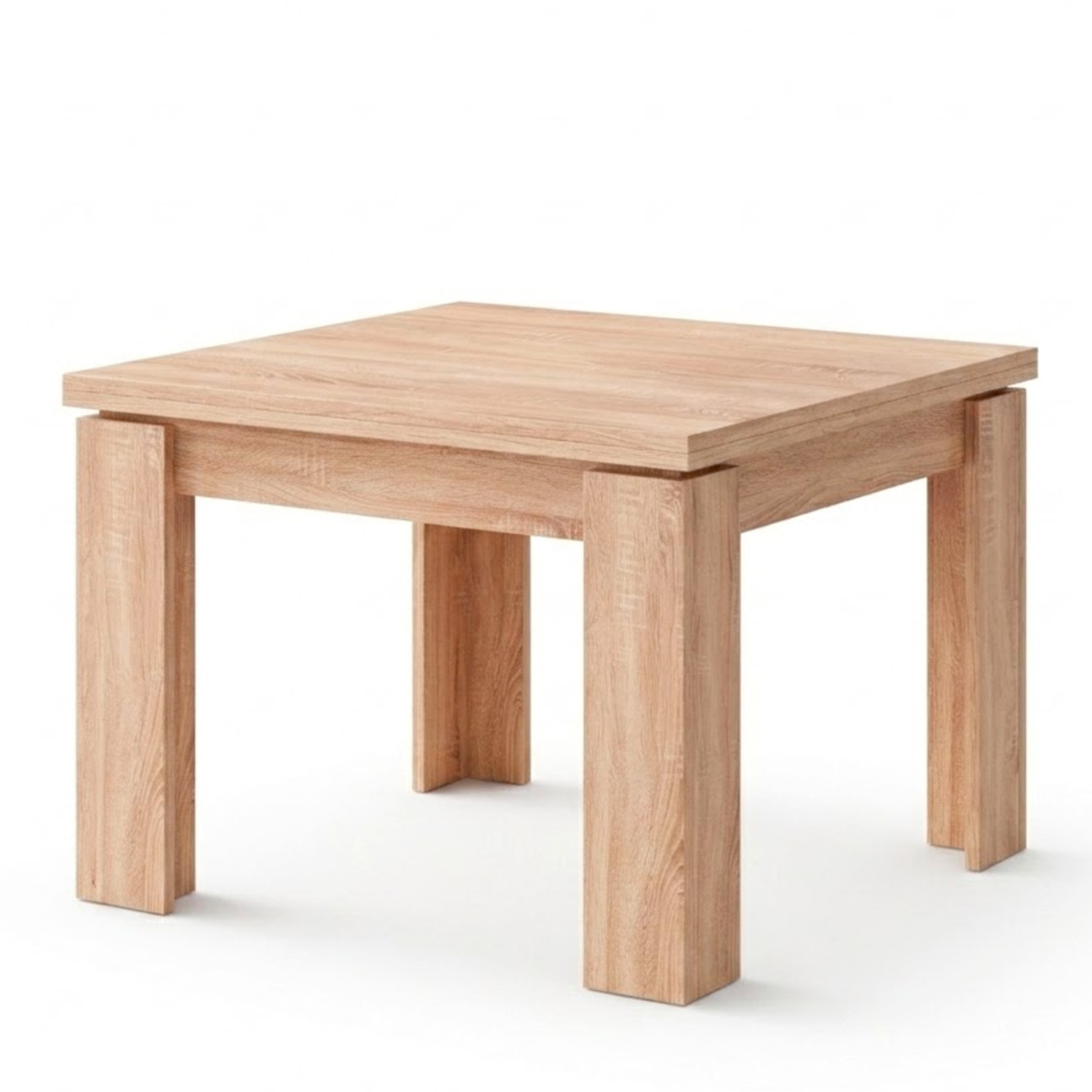 Tavolo Allungabile Moderno Gambe Spesse Design Minimal Meccanismo Centrale Estensibile Ideale Per Cucina Sala da Pranzo 90 x 90 / 180 x 90 Cm Rovere