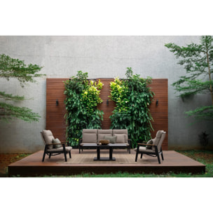 Tavolo MIGUEL in pietra naturale e struttura con altezza regolabile antracite 140x80x51 cm - 140x80x72 cm