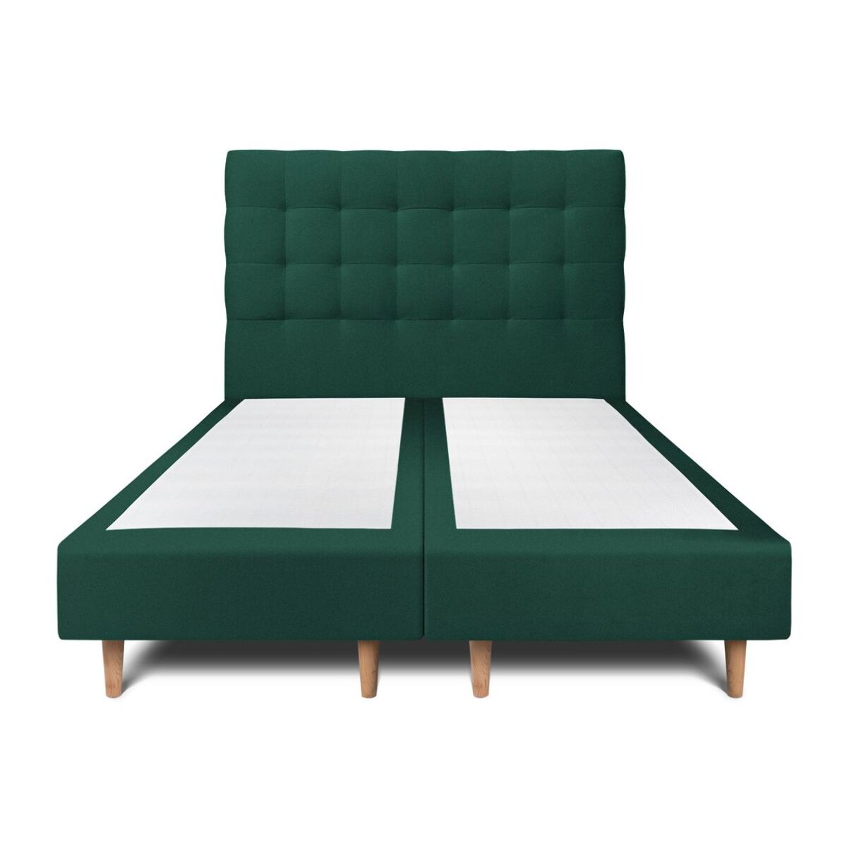 Lit avec tête de lit capitonnée velours et sommier tapissier Ep20