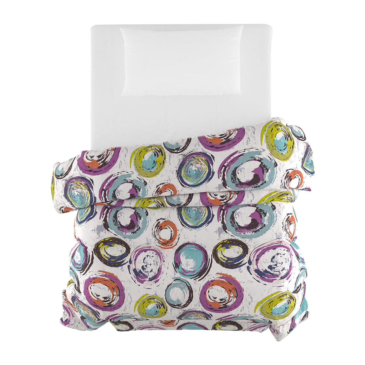 TRAPUNTA BASIC INVERNALE STAMPATA PIAZZA E MEZZA, CERCHI ASTRATTI