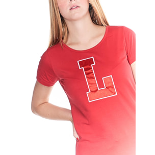 Camiseta de manga corta universitaria 'L' para mujer