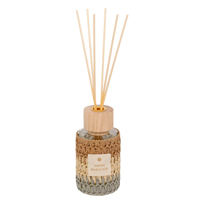 Diffuseur de parfum Zaya 220ml verre et fibres naturelles ambre