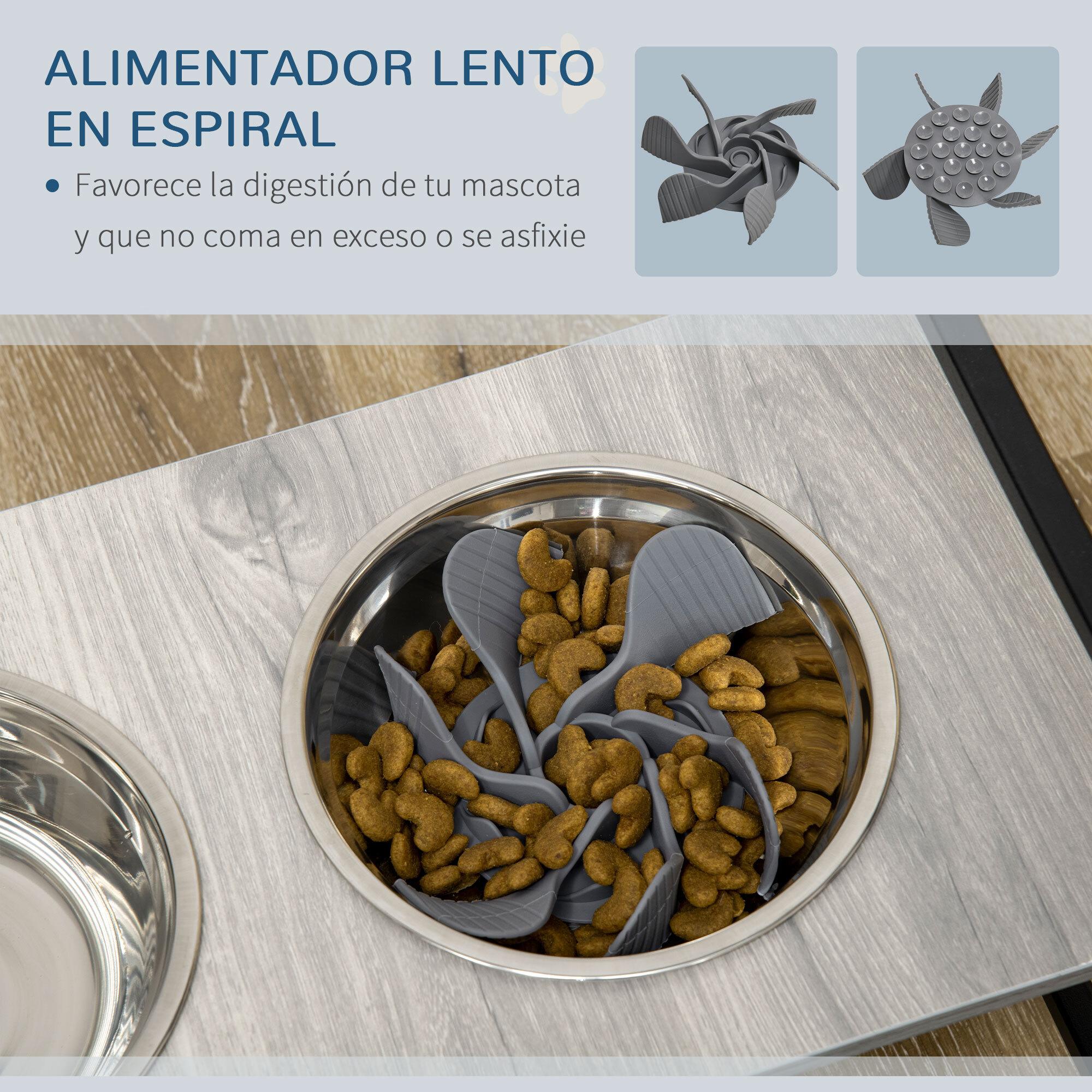 Comedero Elevado para Perros Altura Ajustable con 2 Tazones de Acero Inoxidable