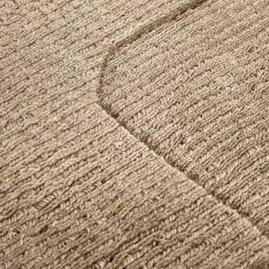 Tapis salon géométrique, laine tissé main, confort authentique