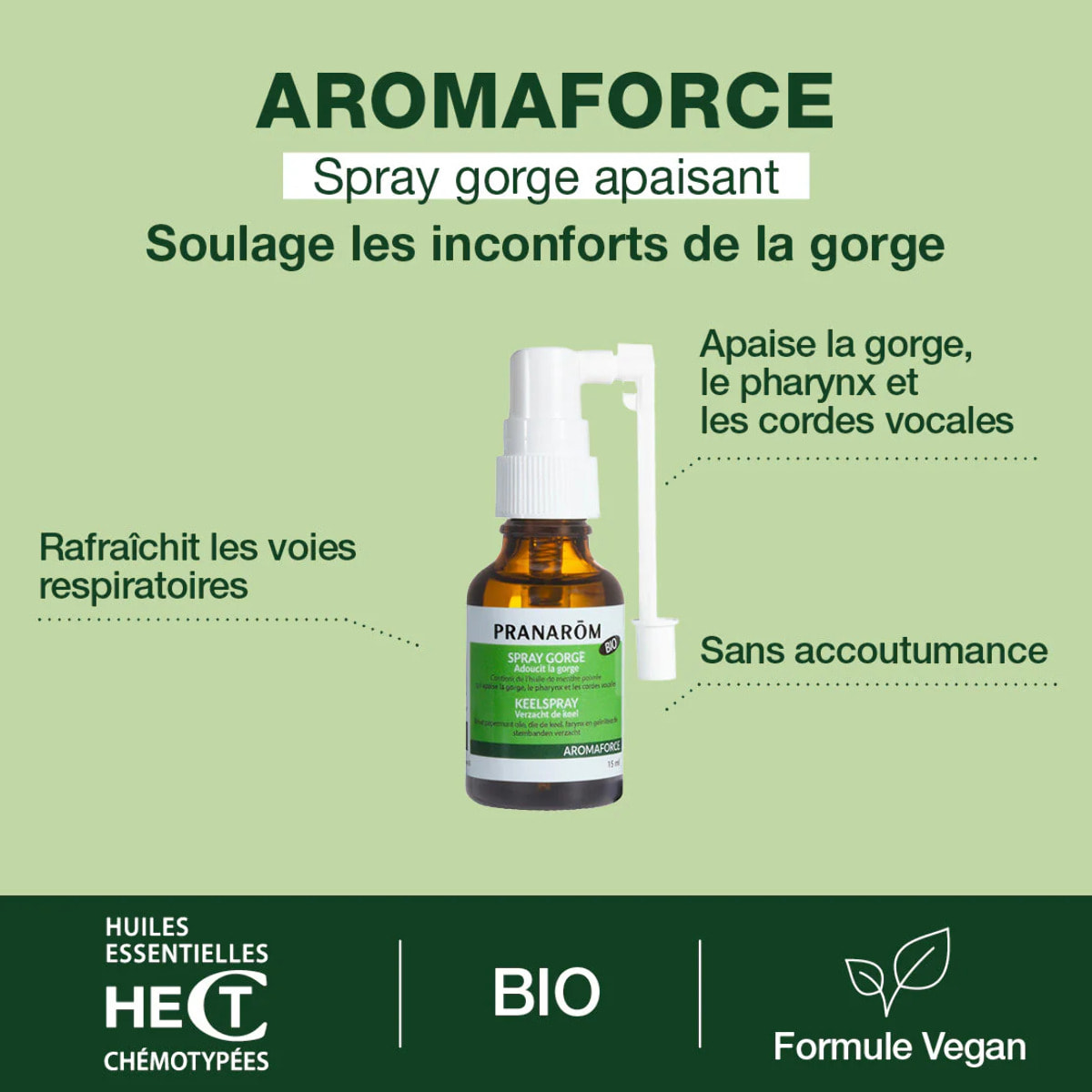 Pranarom - Spray gorge apaisant aux Huiles Essentielles - Bio - 15 ml
