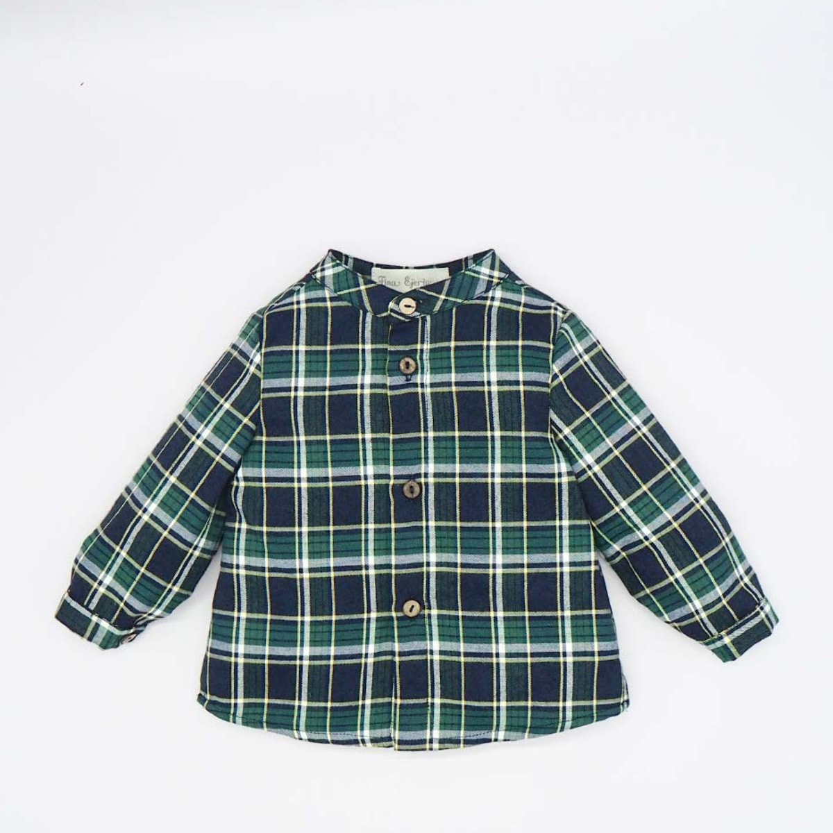 CAMISA CUELLO MAO CUADROS VERDE