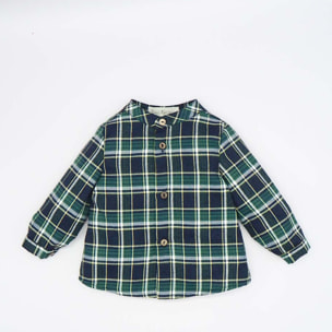 CAMISA CUELLO MAO CUADROS VERDE