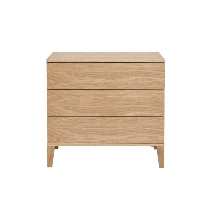 Commode scandinave en bois clair chêne 3 tiroirs L80 cm FREDDY