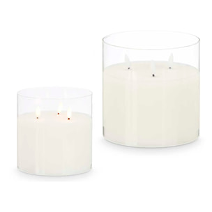 Vela led 3 luces vaso cristal
