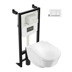 Pack WC suspendu sans bride Odéon Rive Gauche + bâti support + plaque blanche