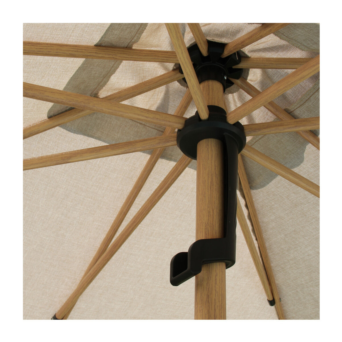 Parasol droit Ø2,4m - effet bois - gris anthracite - RUBIS