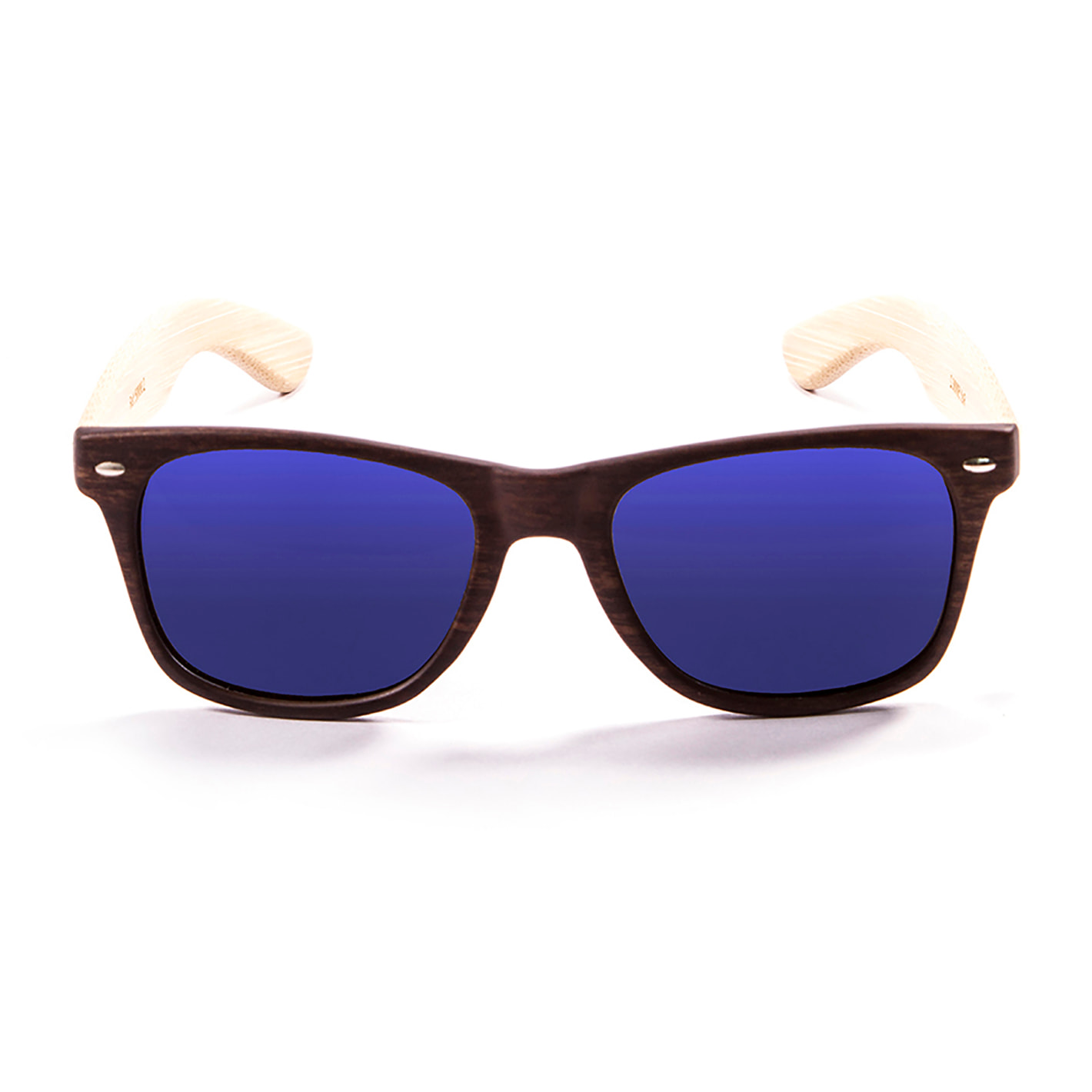 Gafas de sol OCEAN BEACH WOOD - Madera marrón oscuro y / Revo azul