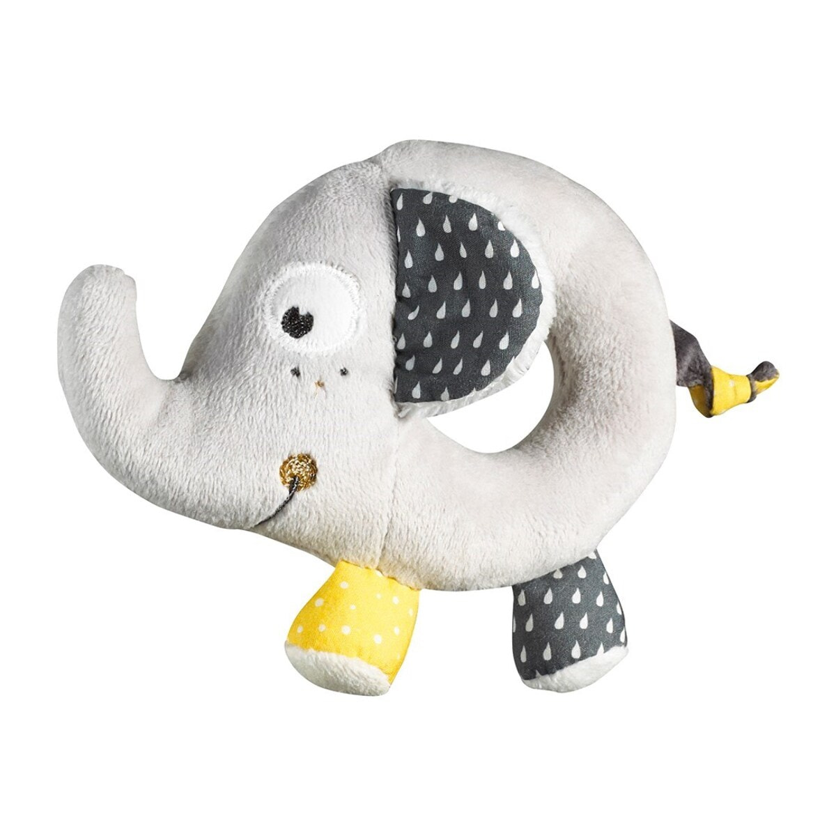 Hochet Eléphant en velours gris
