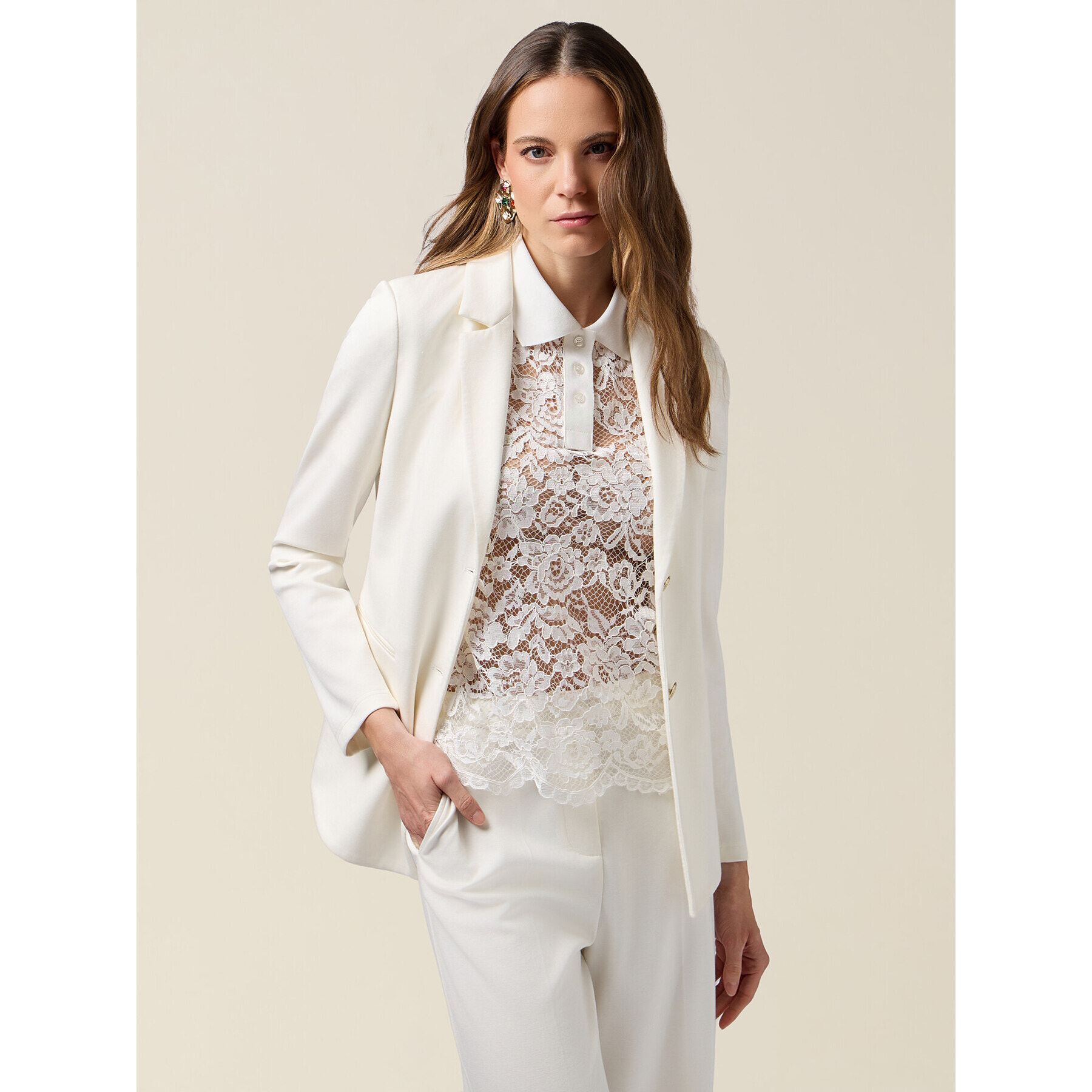 Oltre - Blazer in jersey soft touch - Bianco