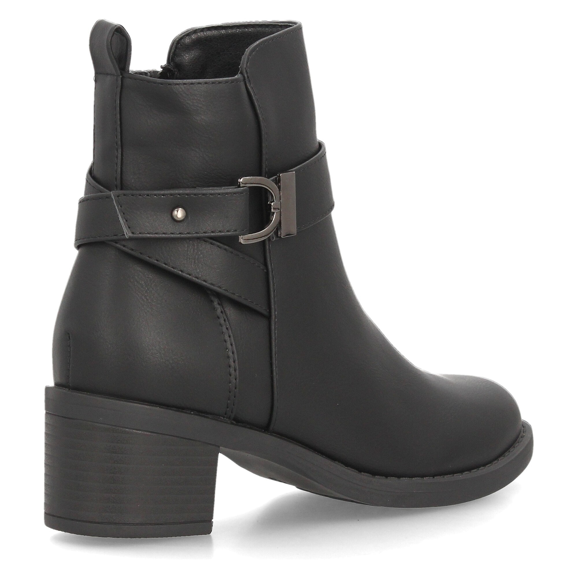 Botines de tacón ancho con hebilla para mujer