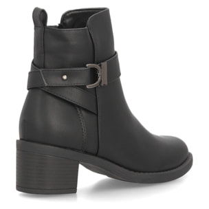 Botines de tacón ancho con hebilla para mujer