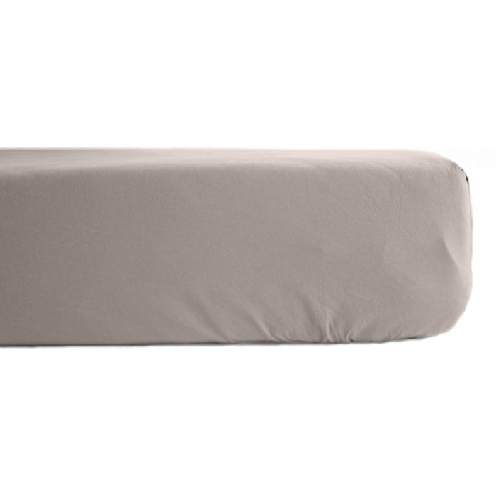 Drap housse percale pur coton peigné longues fibres 80 fils/cm² avec bonnet de 35 cm Vent du sud  -  Lin