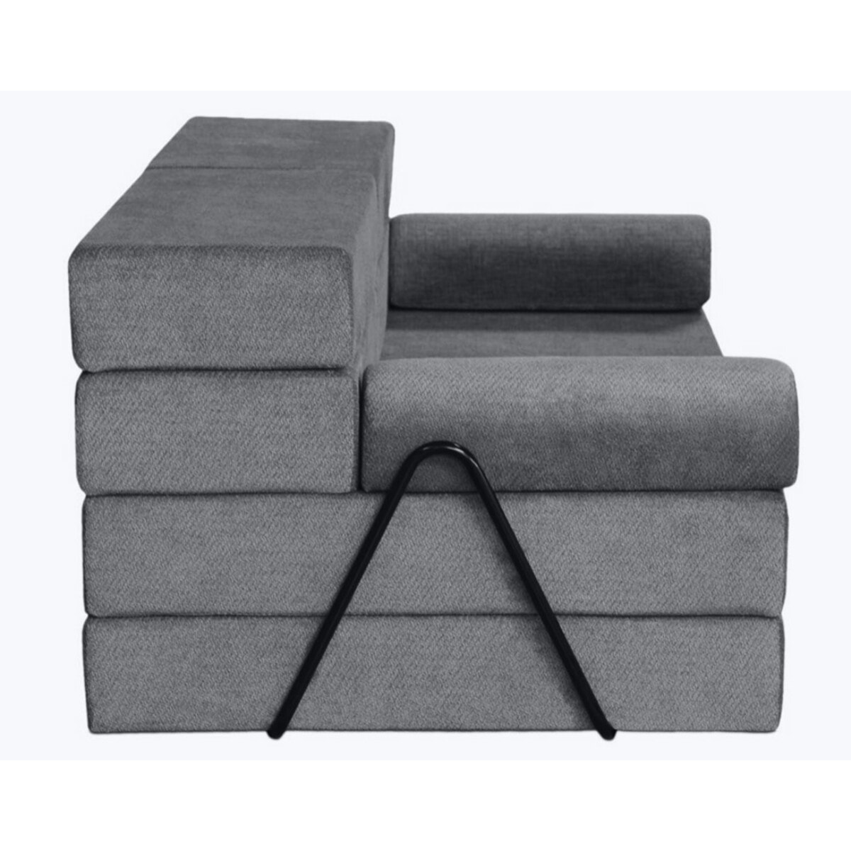 Astral - Canapé 3 places convertible en velours texturé - Gris