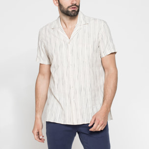 CAMICIA BOWLING IN TESSUTO TINTO FILO DI LINO COTONE
